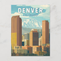 Denver Colorado Travel Art Vintage