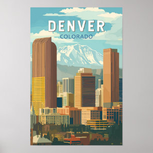 Denver Colorado Travel Art Vintage Poster