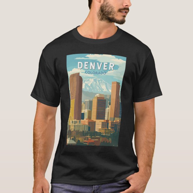 Denver Colorado Travel Art Vintage T-Shirt (Front)