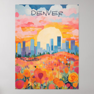Denver Colorado Travel City Painting Aesthetic Poster