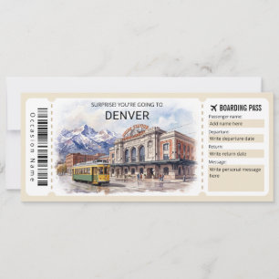 Denver Colorado Trip Boarding Pass Ticket Invitation