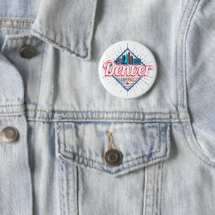 Denver Colorado United States Skyline Vintage USA 6 Cm Round Badge
