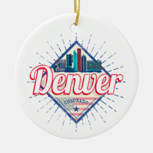Denver Colorado United States Skyline Vintage USA Ceramic Tree Decoration