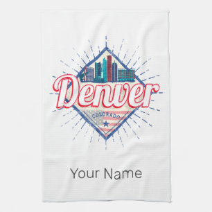 Denver Colorado United States Skyline Vintage USA Tea Towel