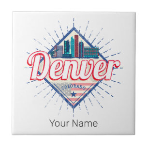 Denver Colorado United States Skyline Vintage USA Tile