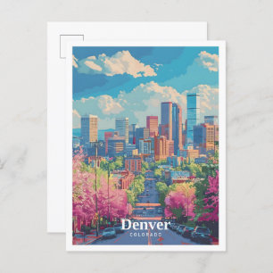 Denver Colorado USA Art Vintage Travel  Postcard
