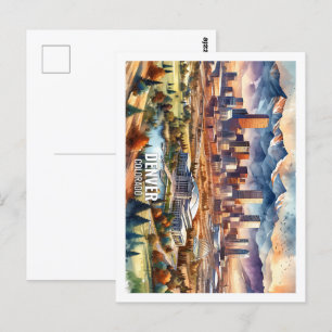 Denver Colorado USA Famous Place watercolor Postcard