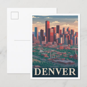 Denver Colorado USA Vintage Travel Illustration Postcard