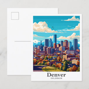 Denver Colorado USA Vintage Travel Portrait  Postcard