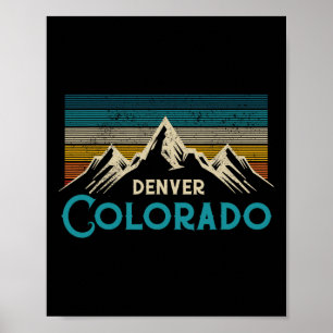 Denver Colorado Vintage Mountains Hiking Souvenir Poster