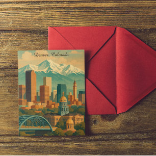 Denver Colorado Vintage Travel Art Print Postcard