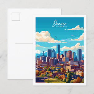 Denver Colorado vintage travel place illustration Postcard