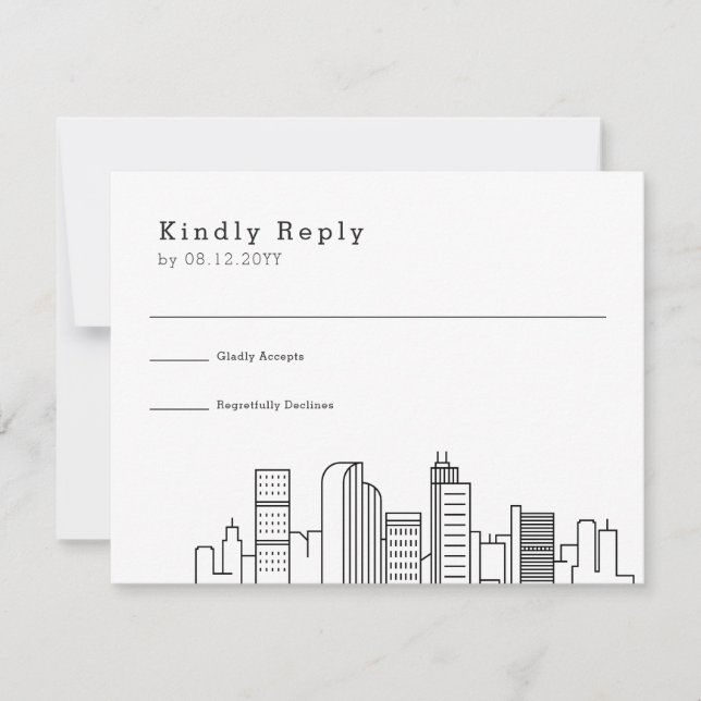Denver, Colorado Wedding | Stylised Skyline RSVP (Front)