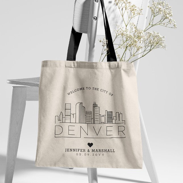 Denver, Colorado Wedding | Stylised Skyline Tote Bag (Creator Uploaded)