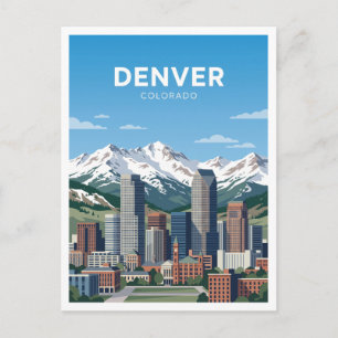 Denver Downtown Skyline with Rocky Mountains Postcard