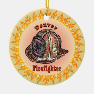 Denver Firefighter  Ceramic Tree Decoration