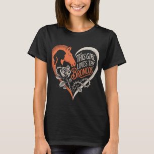 Denver Football Girl Heart Cute Horse Lover Orange T-Shirt