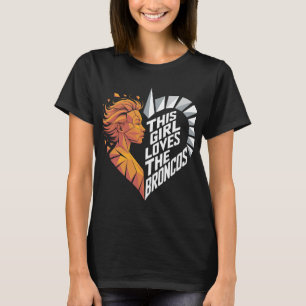 Denver Football Girl Heart Cute Horse Lover Orange T-Shirt