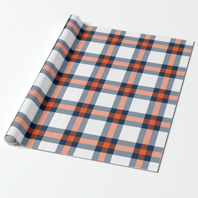 Denver Football Plaid Wrapping Paper (Unrolled)