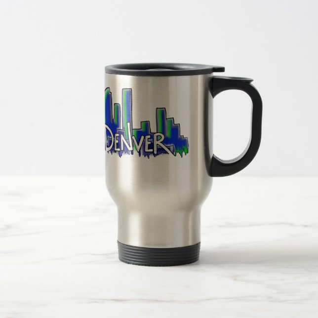 Denver graffiti style skyline travel mug (Right)