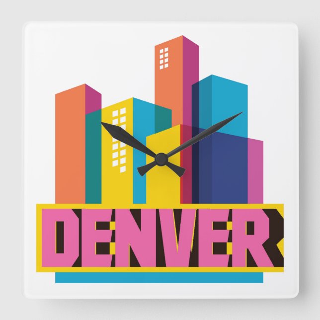 Denver In Design Square Wall Clock (Front)