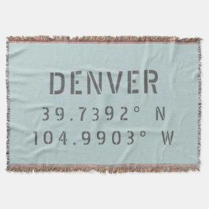 Denver Latitude Longitude Throw Blanket