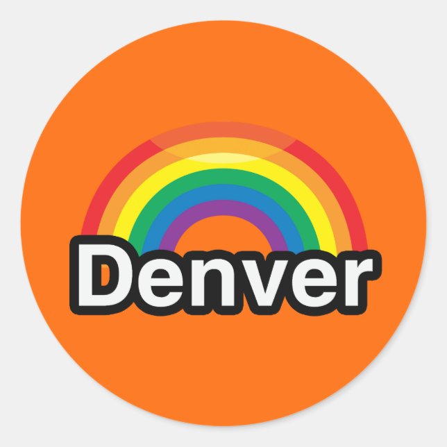 DENVER LGBT PRIDE RAINBOW CLASSIC ROUND STICKER (Front)