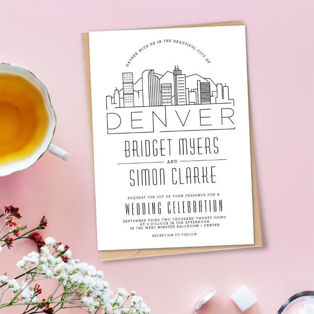 Denver + Mountains | Stylised Skyline Wedding Invitation (Creator Uploaded)