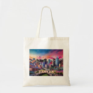 Denver Skyline Abstract Art Tote Bag