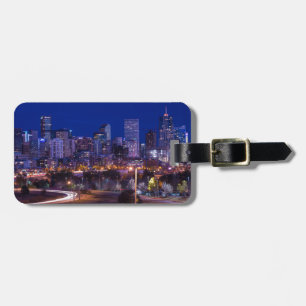 Denver Skyline At Night - Colorado Luggage Tag