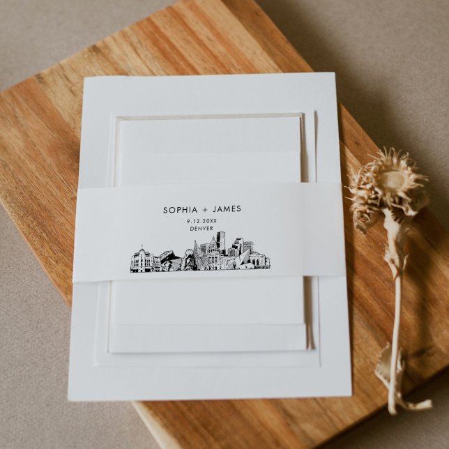Denver Skyline Belly Band, 2"x11.5" Invitation Belly Band (Creator Uploaded)