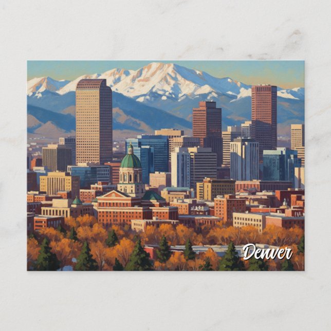 Denver Skyline Colorado Postcard (Front)