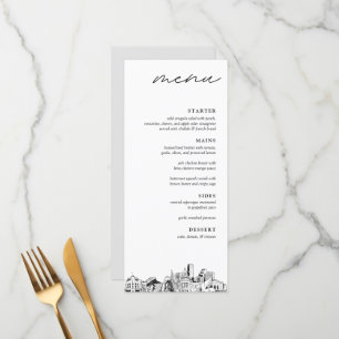 Denver Skyline Modern Wedding Dinner Menu