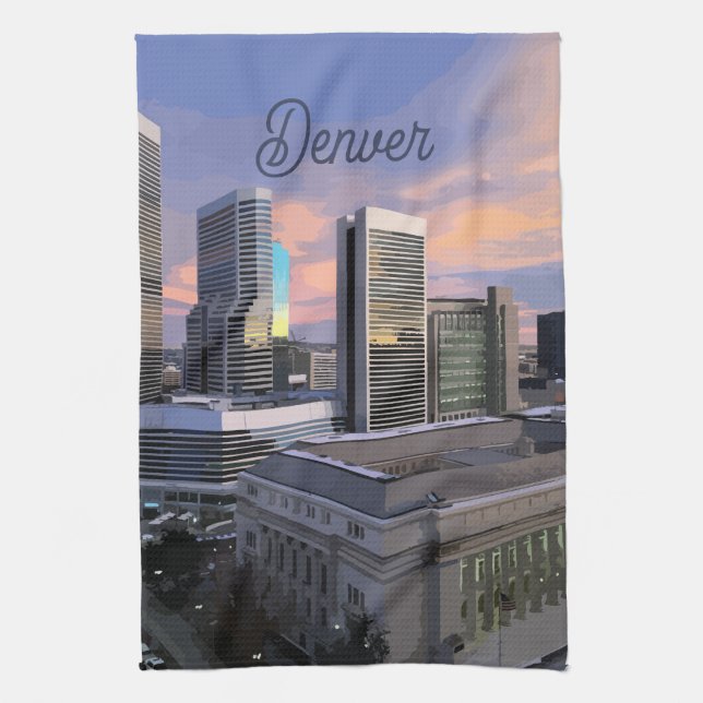 Denver Skyline Tea Towel (Vertical)
