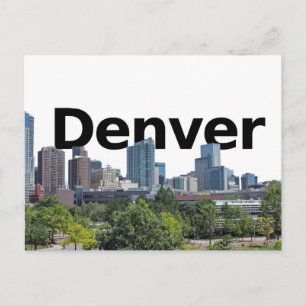 Denver Skyline with Denver in the Sky Postcard