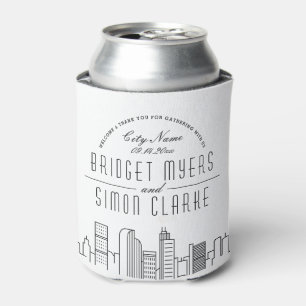 Denver Stylised Skyline   Wedding Can Cooler