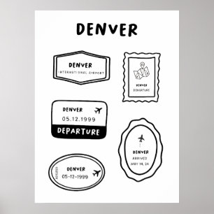 Denver - Travel Stamp Collection   Minimalist Desi Poster