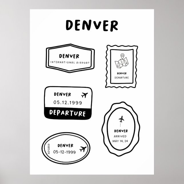 Denver - Travel Stamp Collection | Minimalist Desi Poster (Front)