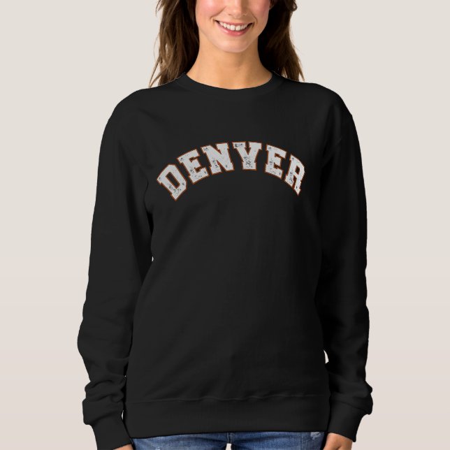 Denver Vintage Throwback Tee Retro Arched Navy Den (Front)