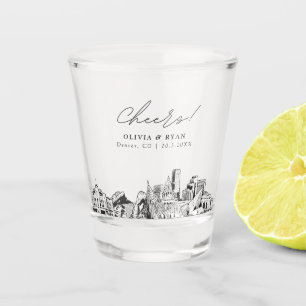 Denver Wedding Favour Personalised Cheers Shot Glass