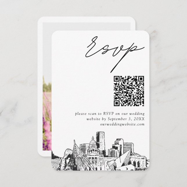 Denver Wedding Modern RSVP QR Code Enclosure Card (Front/Back)