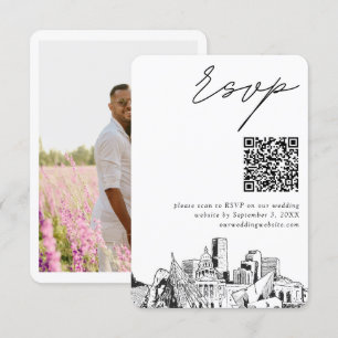 Denver Wedding Modern RSVP QR Code Enclosure Card