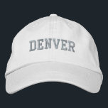DENVER White Cotton Embroidered Hat<br><div class="desc">DENVER White cotton hat. Makes a wonderful gift for anybody who loves Colorado! If you would prefer to have your personal text then simply select "Personalise this template" details button to enter your choice of custom text. Embroidery is also customisable to other colour choices by selecting the "Edit Design" tool...</div>
