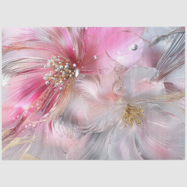 Deocupage Abstract Delicate Floral Petals Pink  Tissue Paper (Front)