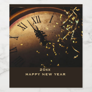 Deorative Clock, New Years Eve Wine Label