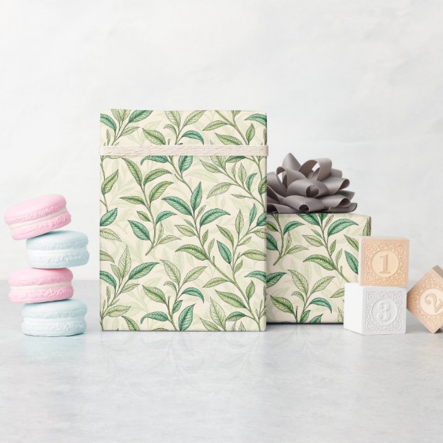 Deorative Tea Leaves Pattern Wrapping Paper Roll (Baby Shower)