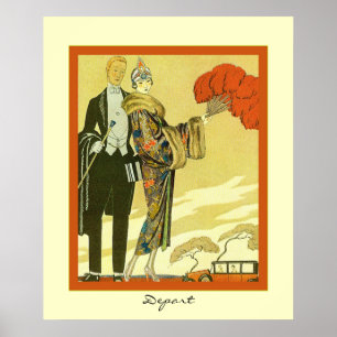 Depart ~ Vintage Art Deco Fashion Illustration ~ Poster