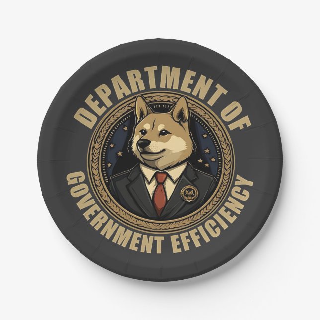 Department Of Government Efficiency Doge Dog Paper Plate (Front)