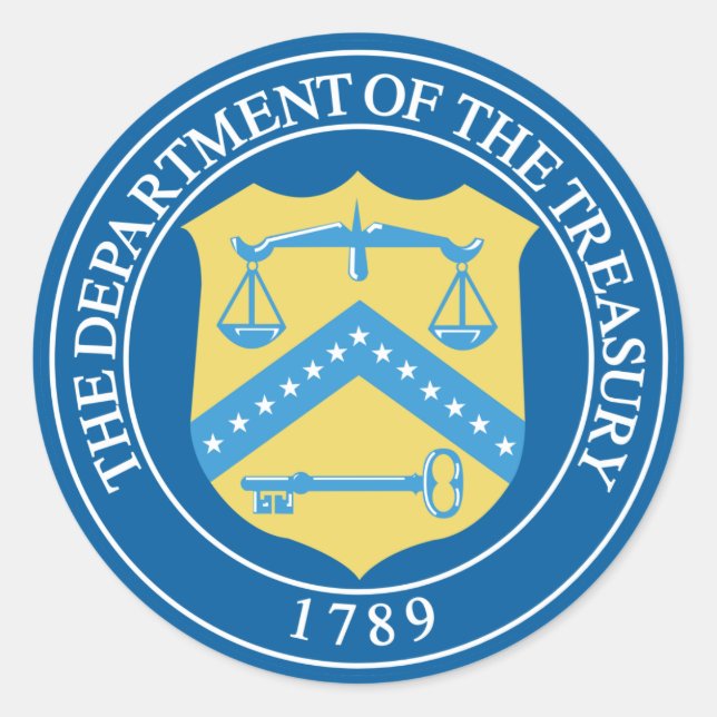 Department of the Treasury Classic Round Sticker (Front)