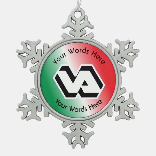 Department of Veterans Affairs VA Logo Snowflake Pewter Christmas Ornament (Front)